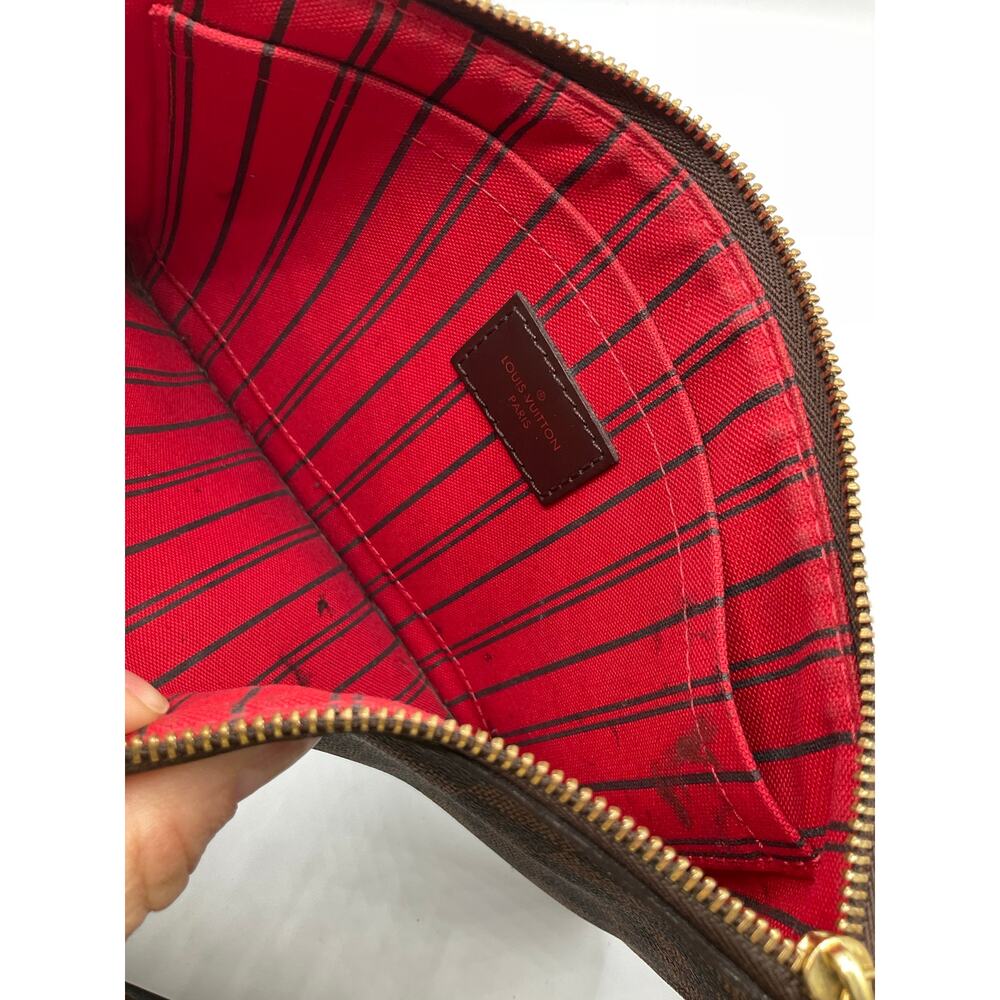 Pre-Owned Checkered Louis Vuitton Clutch- about 9.5 x 6 inches, Brown/Red - Picture 4 of 7